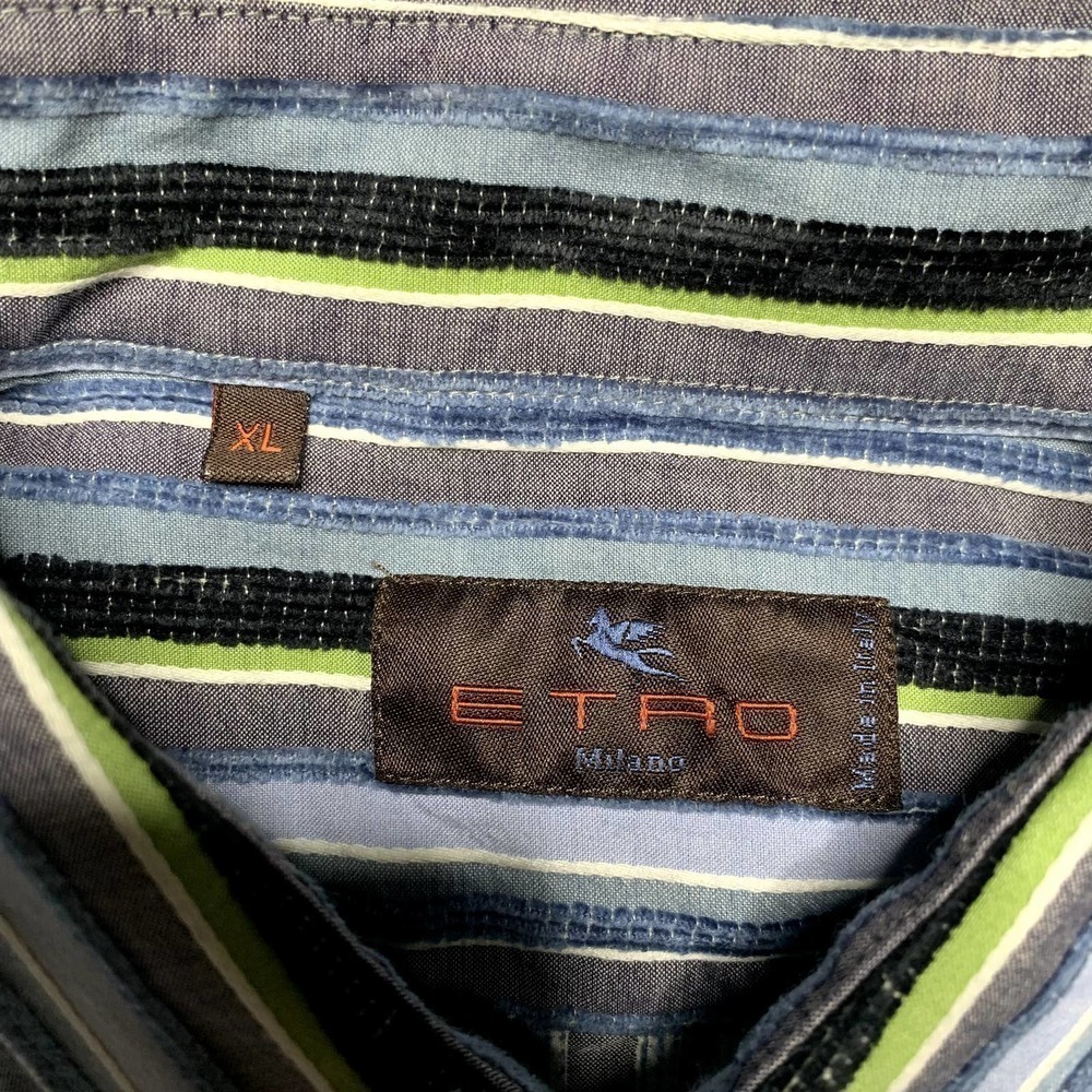 Etro Milano Multicolor Striped Long Sleeve Button Down Shirt Men XL Cotton Blend - Picture 3 of 8